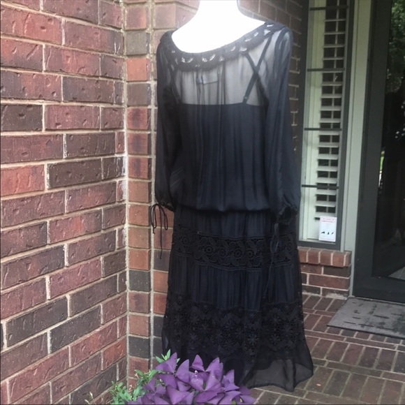 Silk peasant dress with polyester matching slip. - Picture 5 of 11